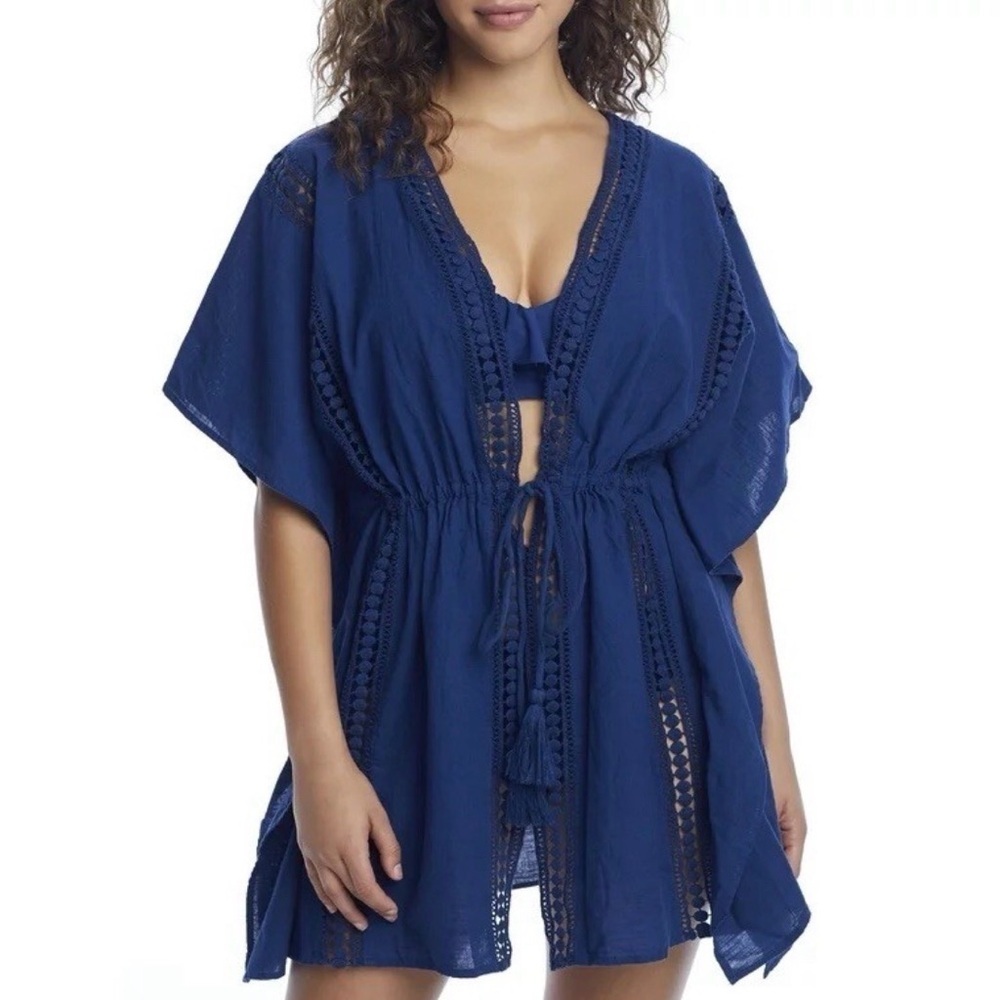LA BLANCA India Bazaar Swim Cover Up Navy Size M/L resortwear